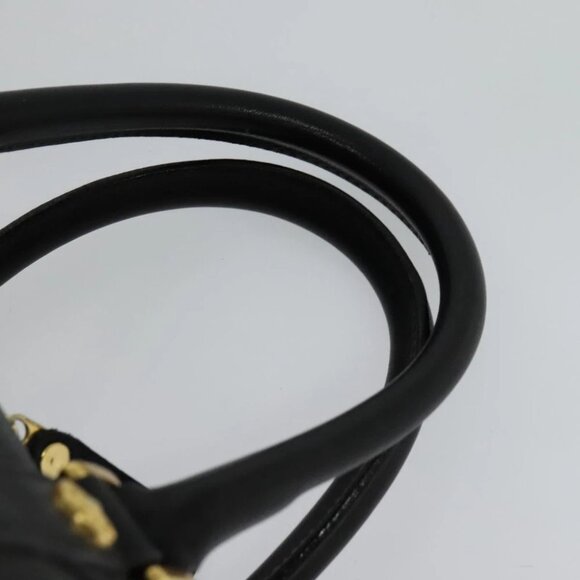 VERSACE Sunface Boston Bag Leather 2way Black Gold Auth ki5390V - Picture 9 of 16